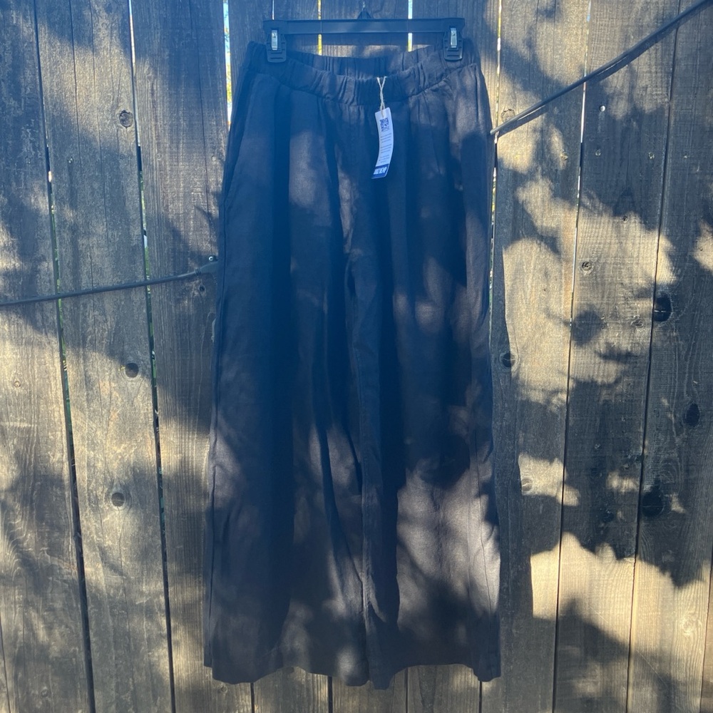 Jungmaven Wide Leg Linen Pants in Black